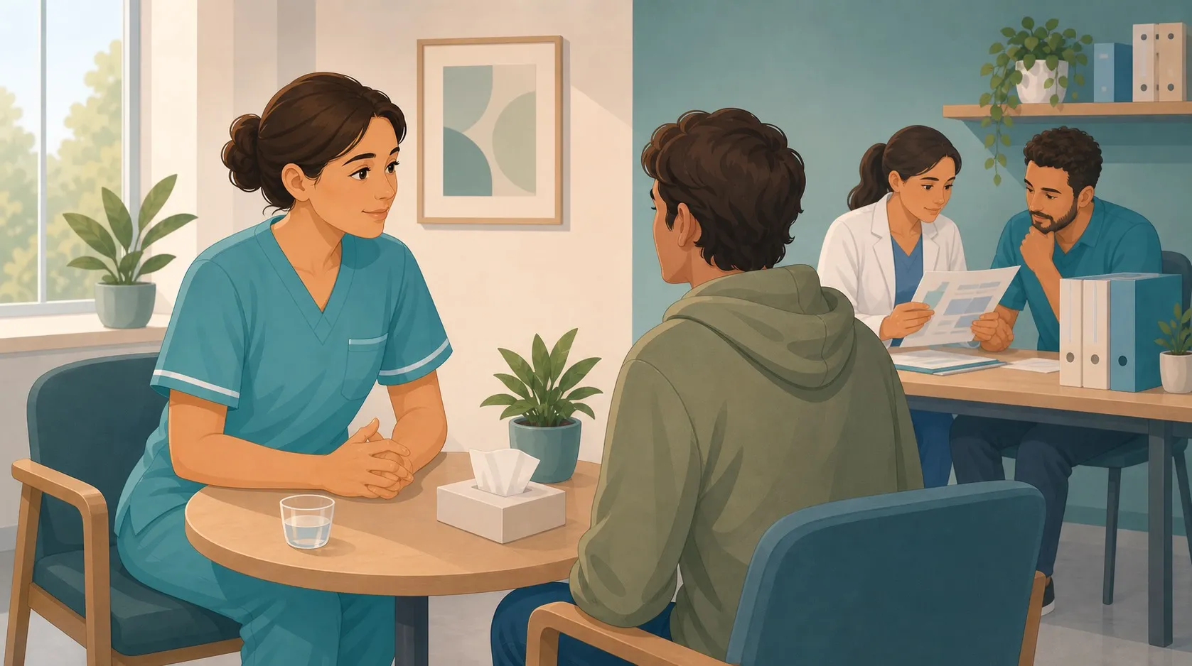 Ufficio accogliente per colloqui e supporto sociale nei SerT