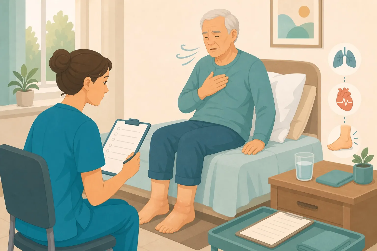 OSS che osserva un paziente con scompenso cardiaco monitorando segni e parametri